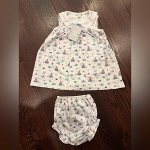 Kissy Kissy Sailboat Print Baby Dress and Bloomers Set 9m NWT